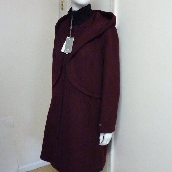Soia & Kyo Cara Hooded Wool Blend Coat in Merlot - Picture 6 of 10